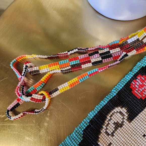 Amazing Frida Kahlo Portrait Beaded Bag Artisan Made in Guatemala NWOT - Picture 4 of 16